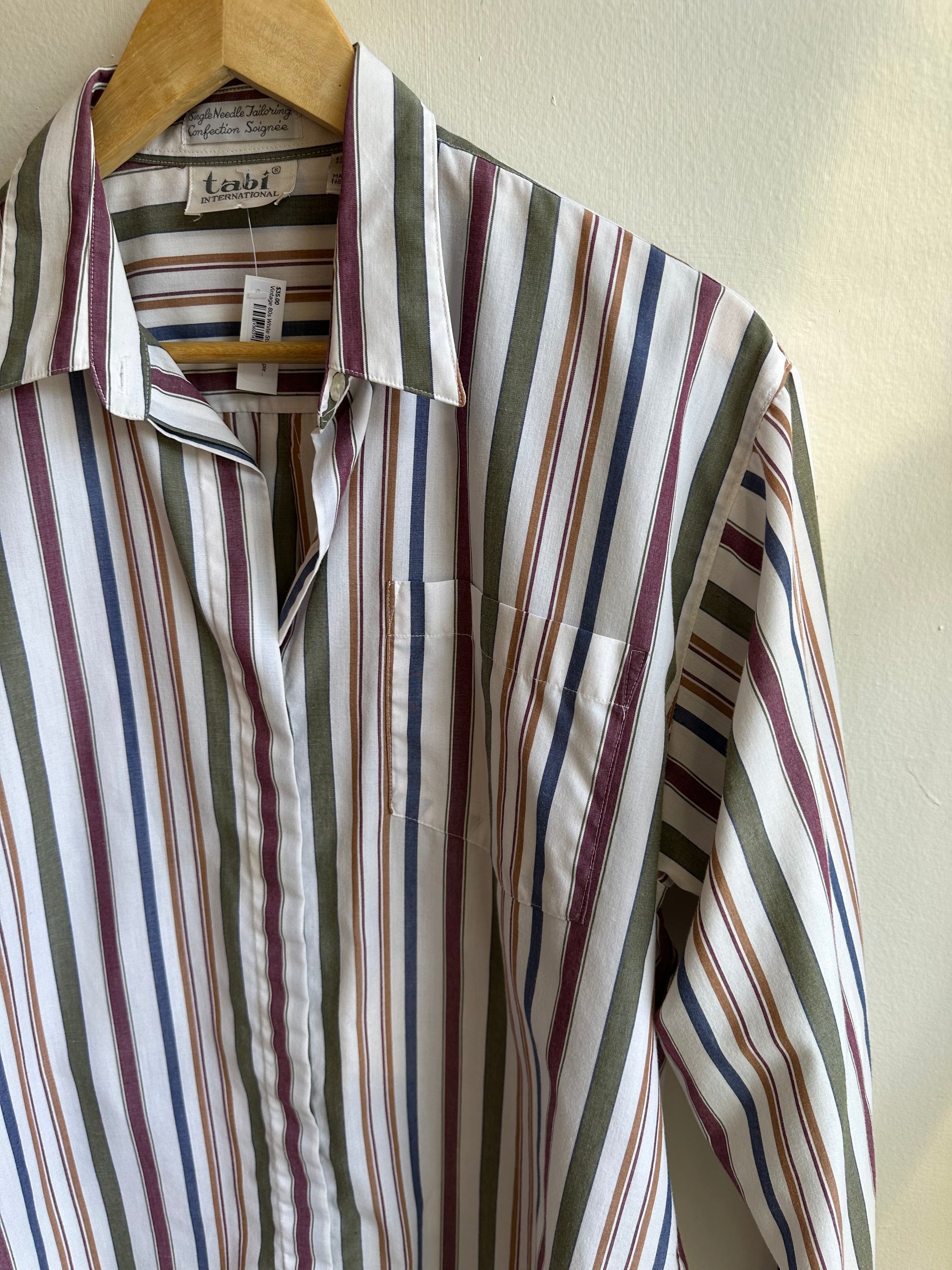 Vintage Tabi Striped Button-Up Shirt | Size Medium