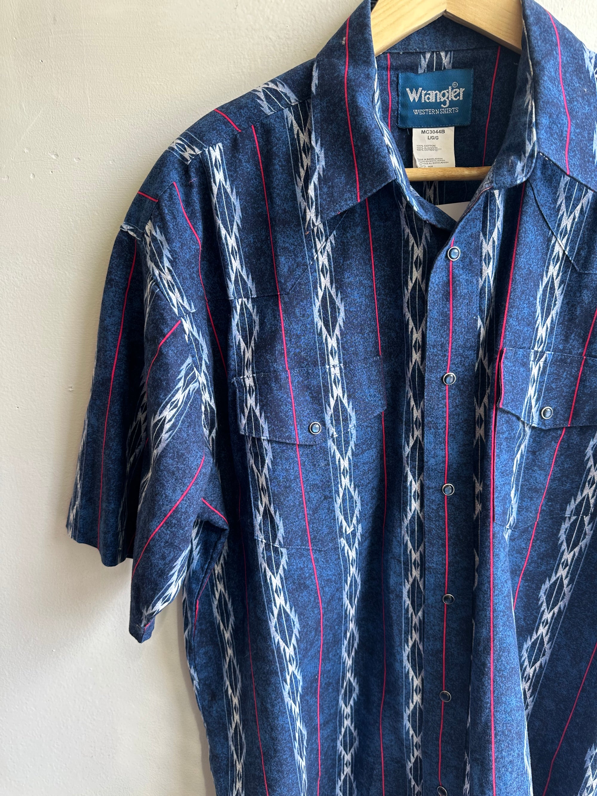 Vintage Men’s Blue Western Wrangler Shirt | Size Large