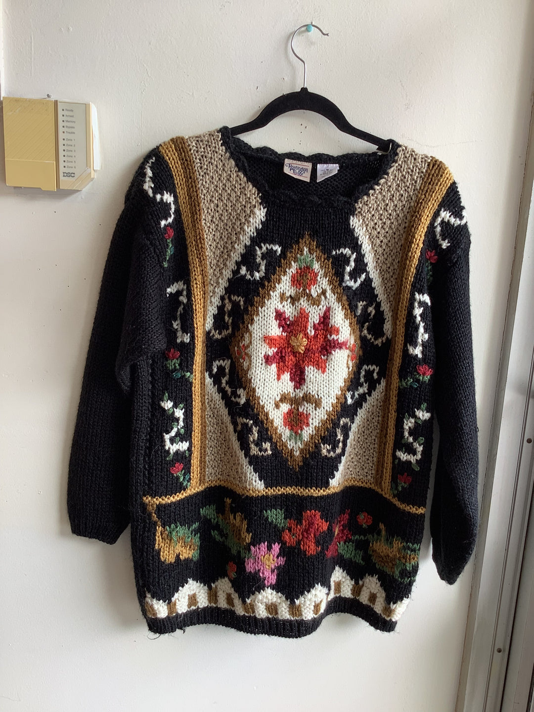 Vintage Huntington Ridge Folk Art Floral Knit Sweater