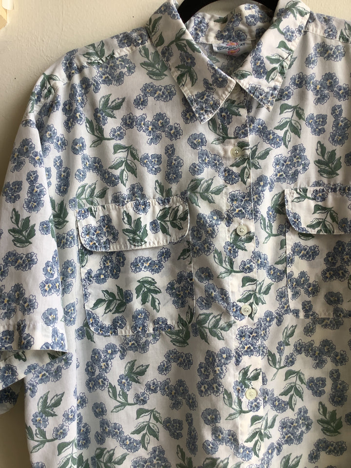 Vintage Blue Floral Blouse