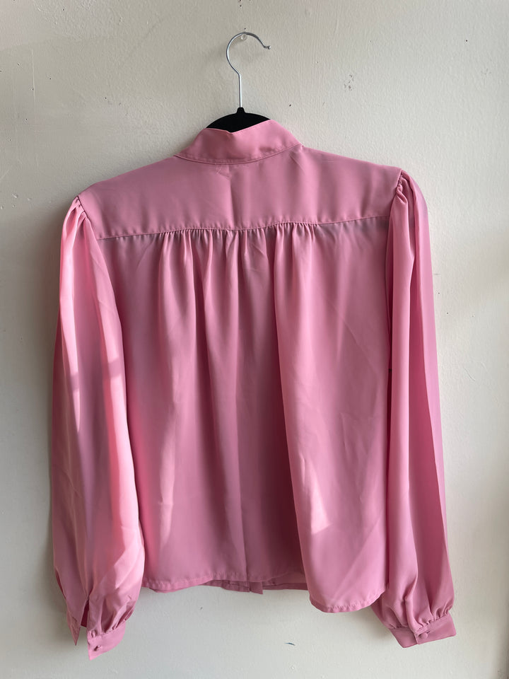 Vintage Blush Embroidered Button-Up Blouse