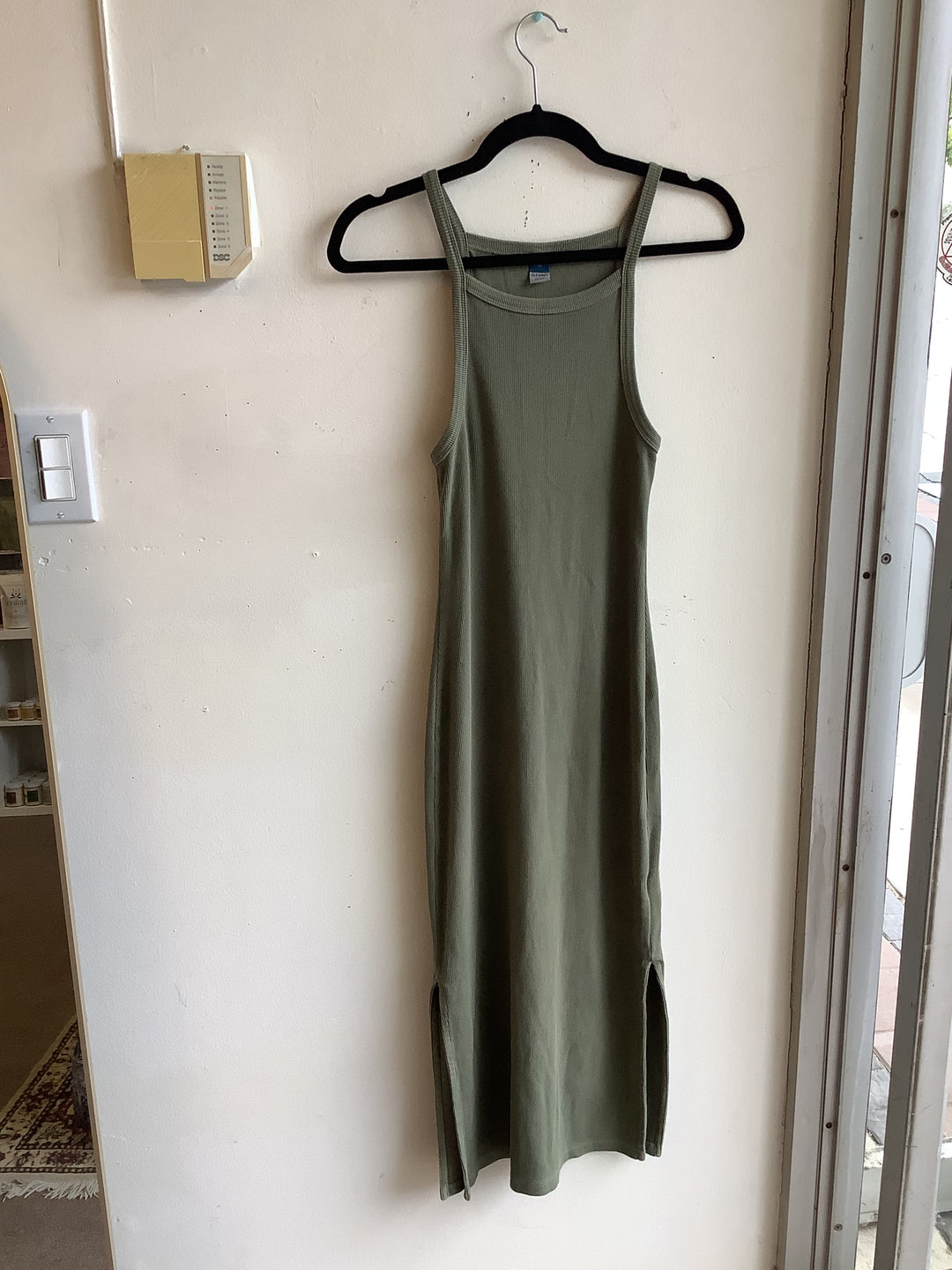 Olive Ribbed Maxi Tank Dress