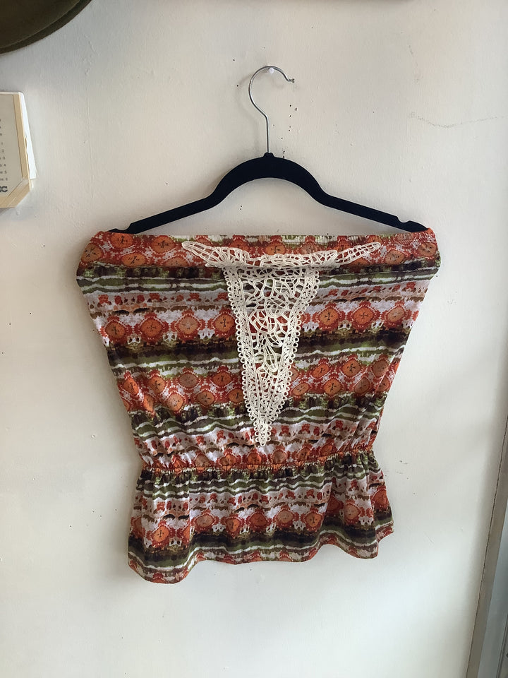 Boho Strapless Peplum Top