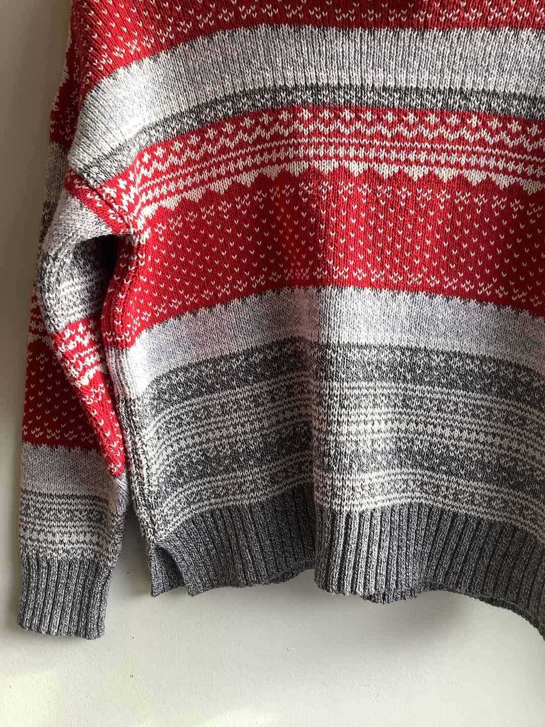 Red + Grey Knit Sweater