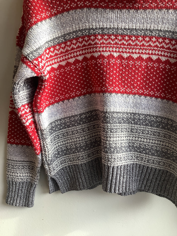 Red + Grey Knit Sweater