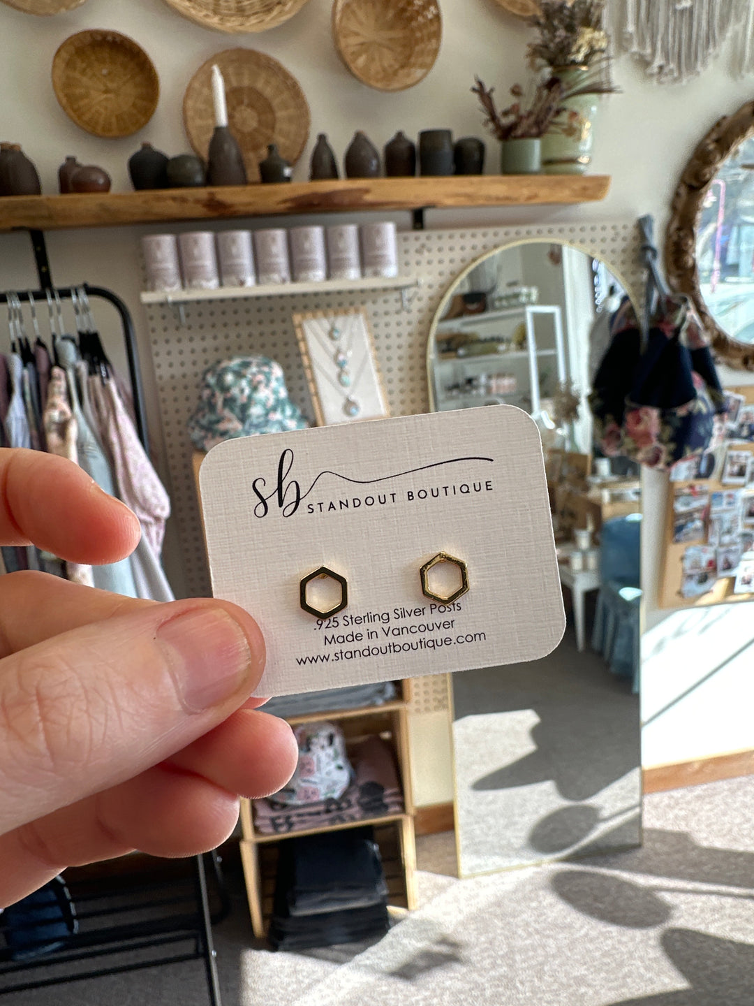 Standout Boutique Hexagon Gold Studs