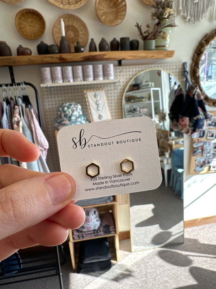 Standout Boutique Hexagon Gold Studs