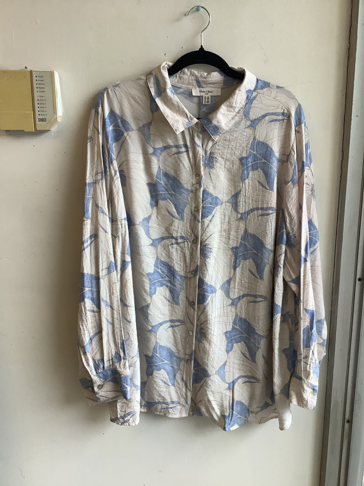 Blue Poppy Button Up