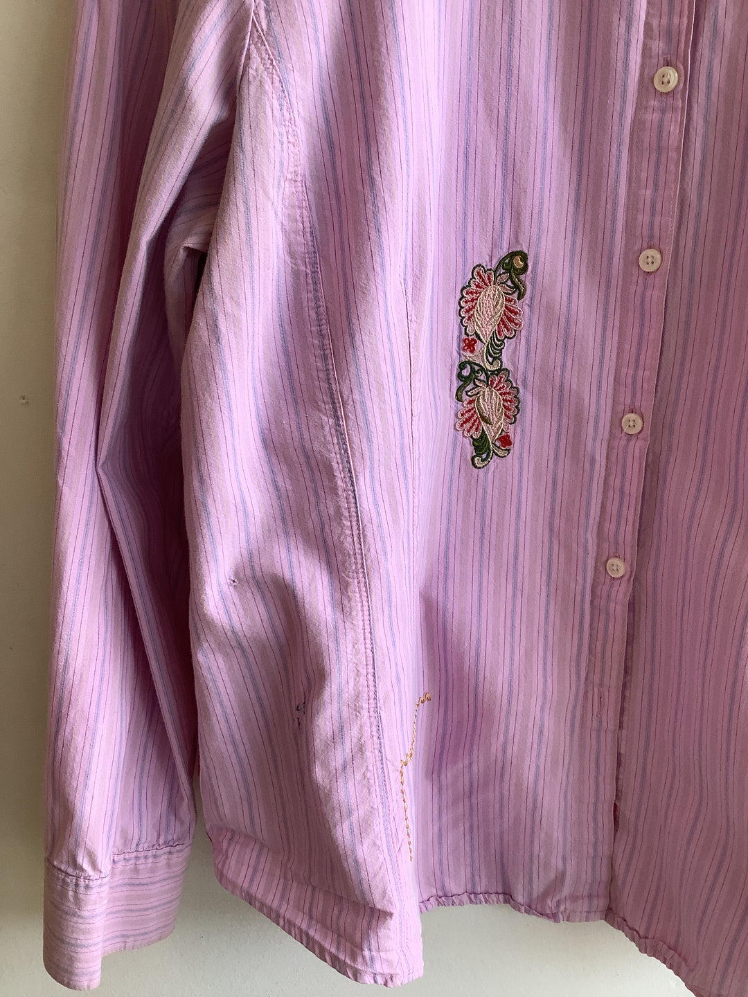Embroidered Cabi Pink Stripe Blouse