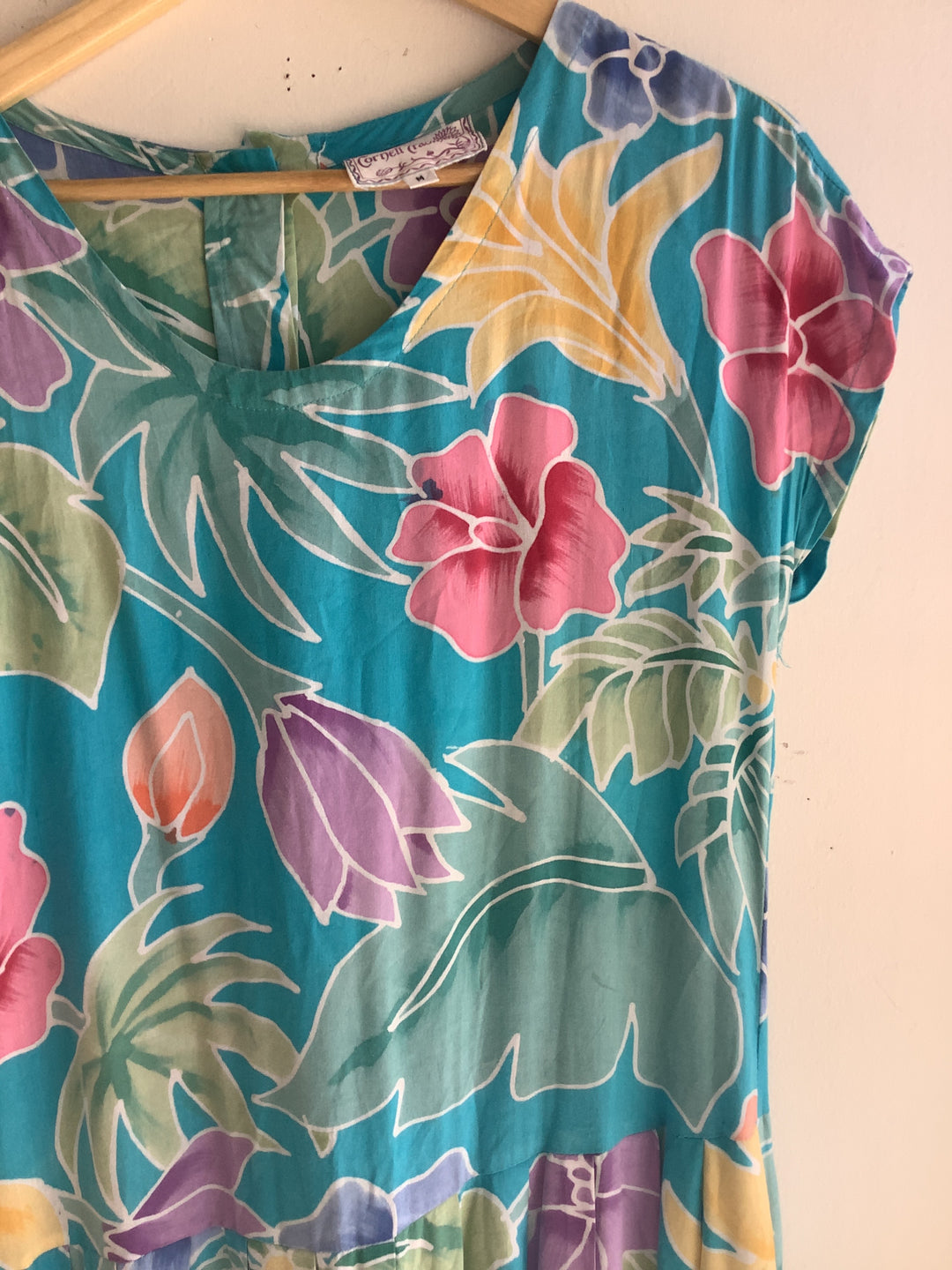 Vintage Tropical Floral Midi Dress