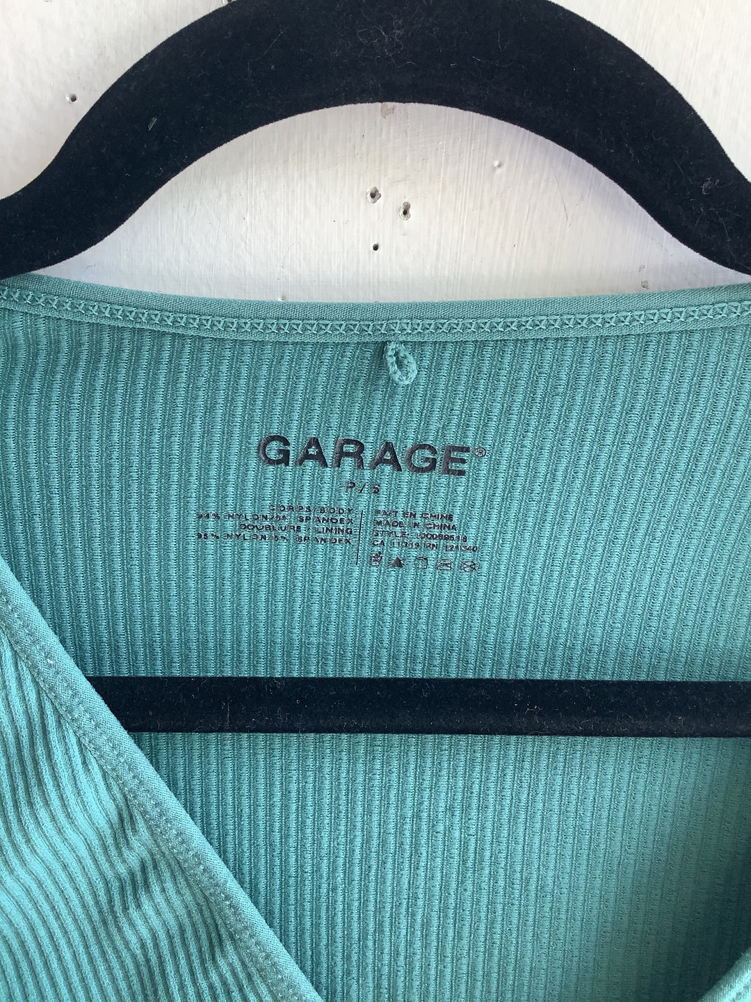 Garage Sage Green Ribbed Long Sleeve