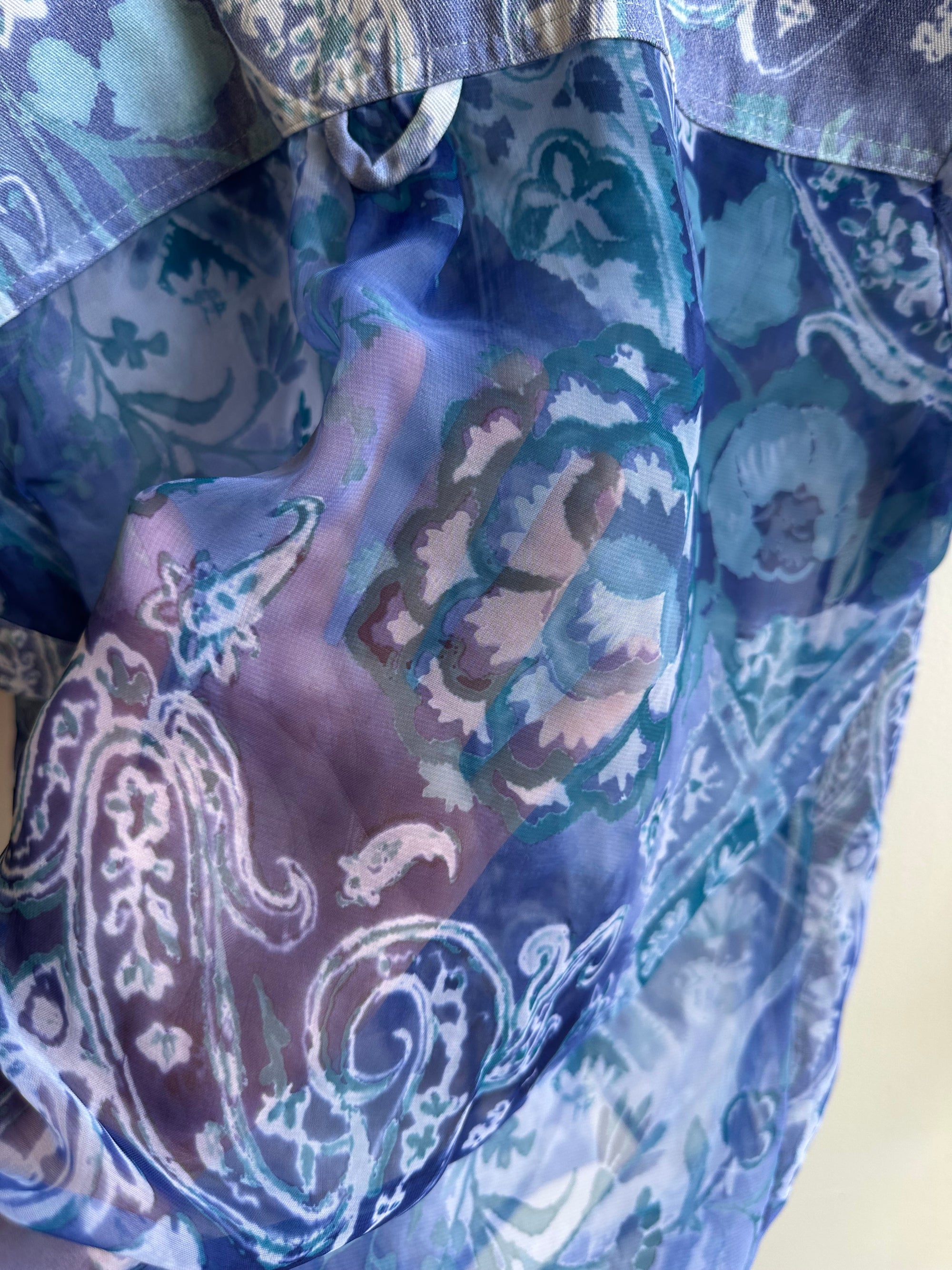 Vintage Sheet Western Shirt | Blue Paisley Bloom | Size Medium