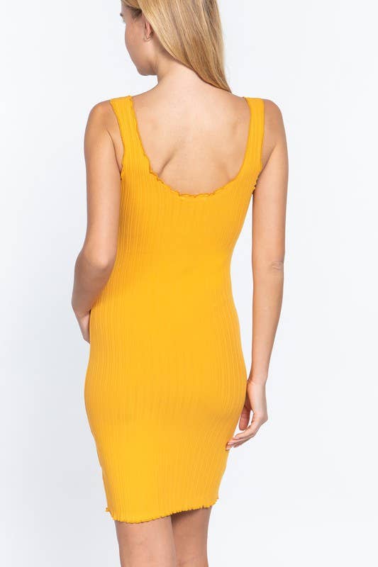 Sleeveless Double Scoop Neck Button Detail Lettuc
