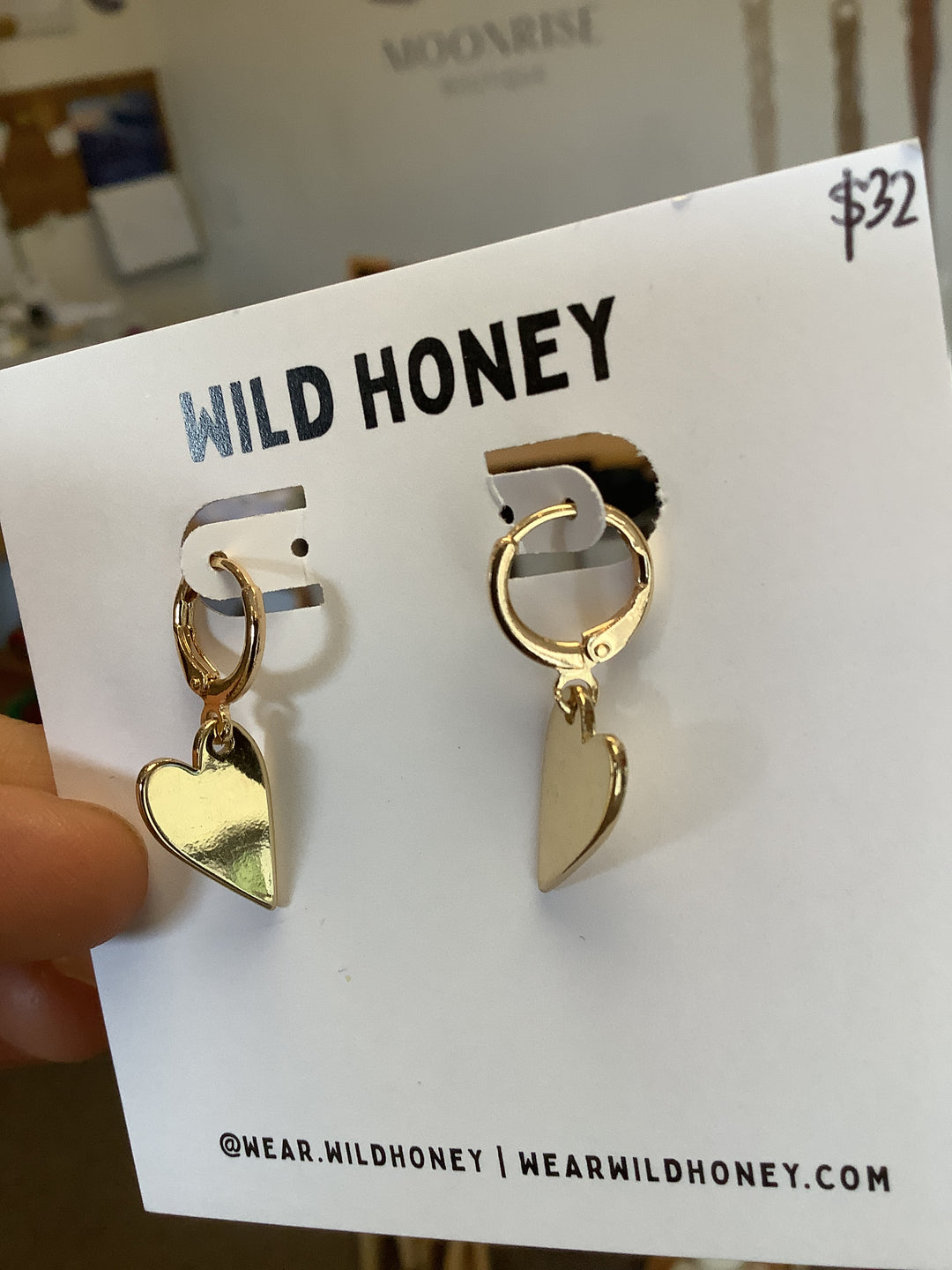 Wild Honey Golden Love Drop Hoop Earrings