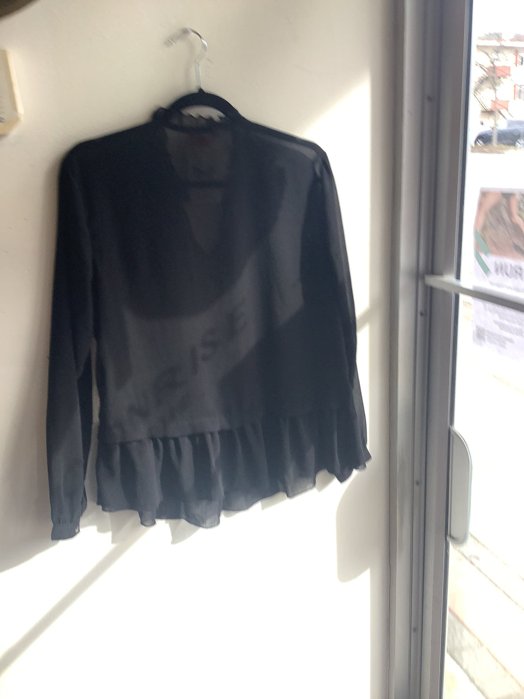 Joe Fresh Sheer Embroidered Ruffle Blouse