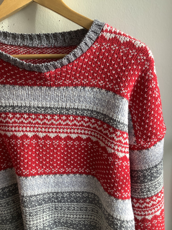 Red + Grey Knit Sweater