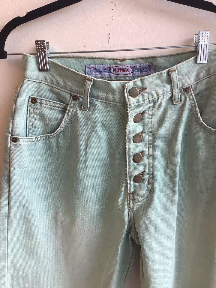 Vintage Platoon Mint Green Button Fly Jeans