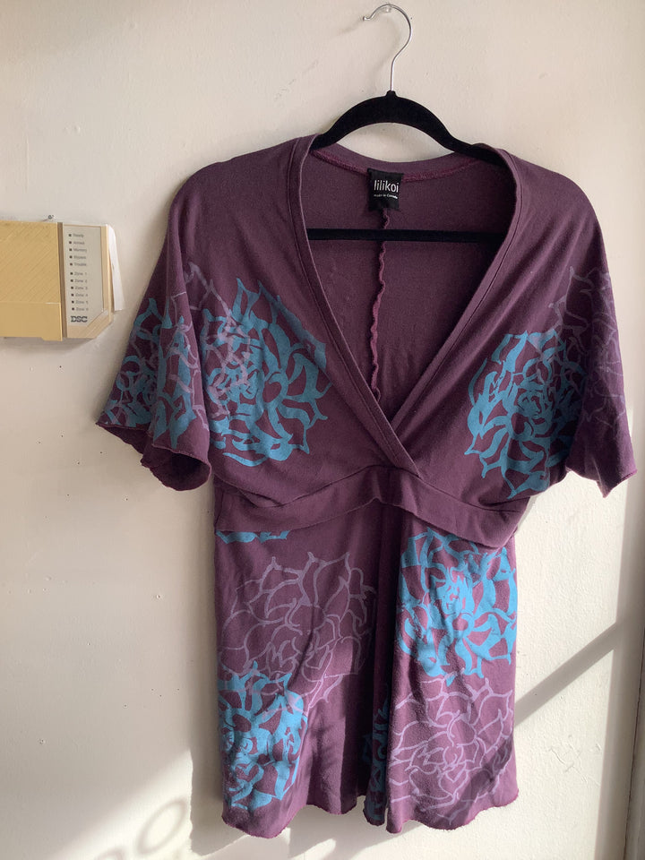 Lilikoi Purple Floral Wrap Tunic