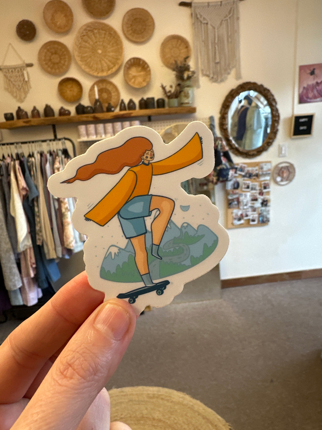 Kactus Blue Skateboard Girl Sticker