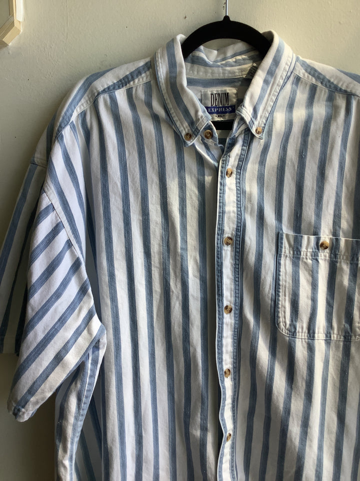 Vintage Blue Stripe Button-Up
