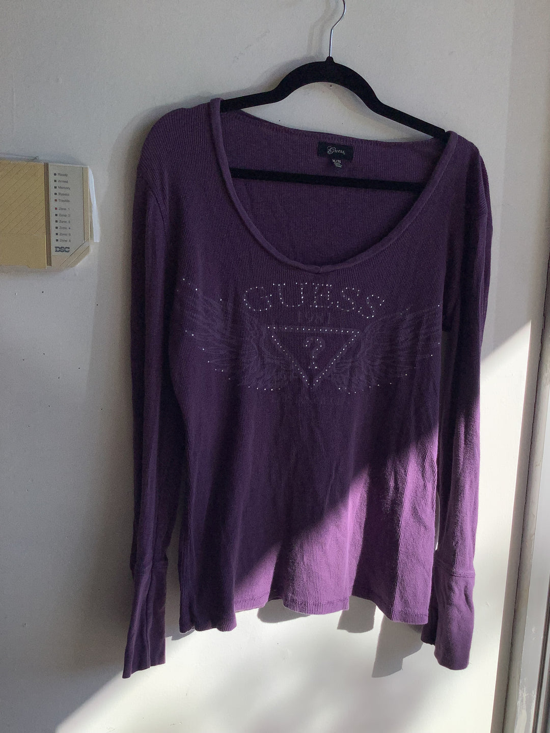 Guess Rhinestone Long Sleeve Top