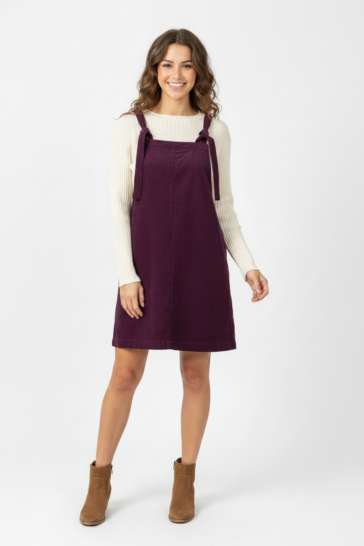 Plum Cord Bib Dress - Butterflies in Ballgowns