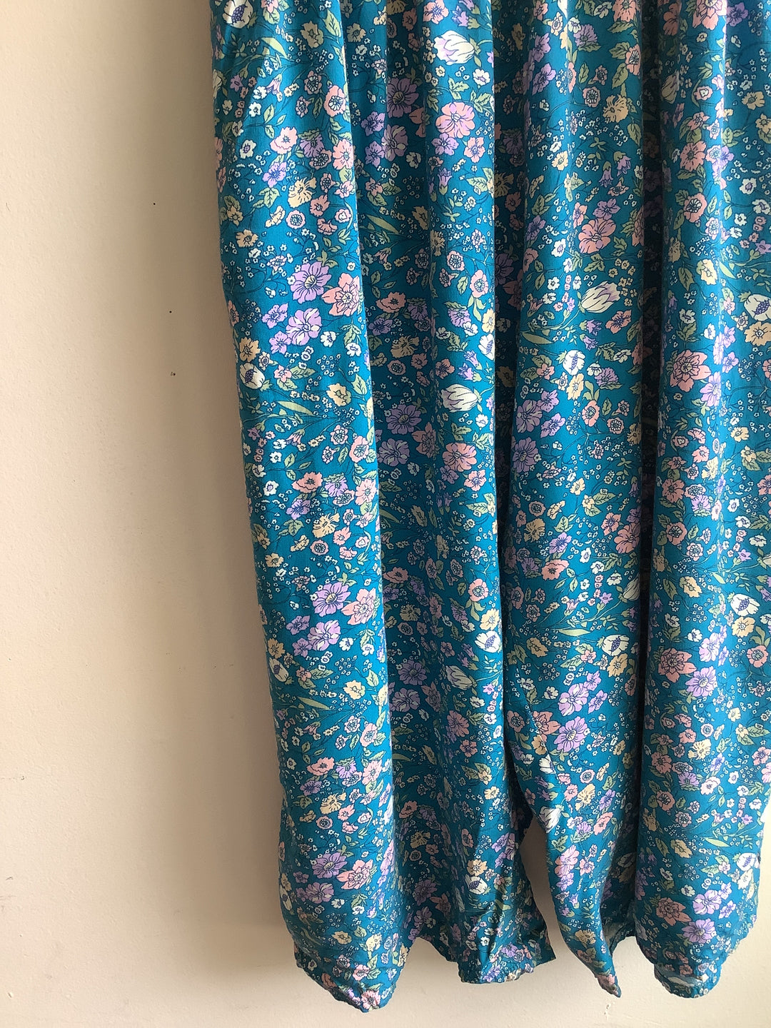 Teal Floral Smocked Capri Romper