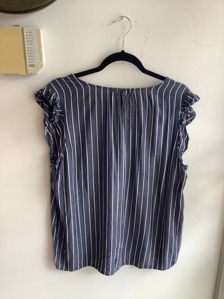 Coastal Stripe Ruffle Blouse
