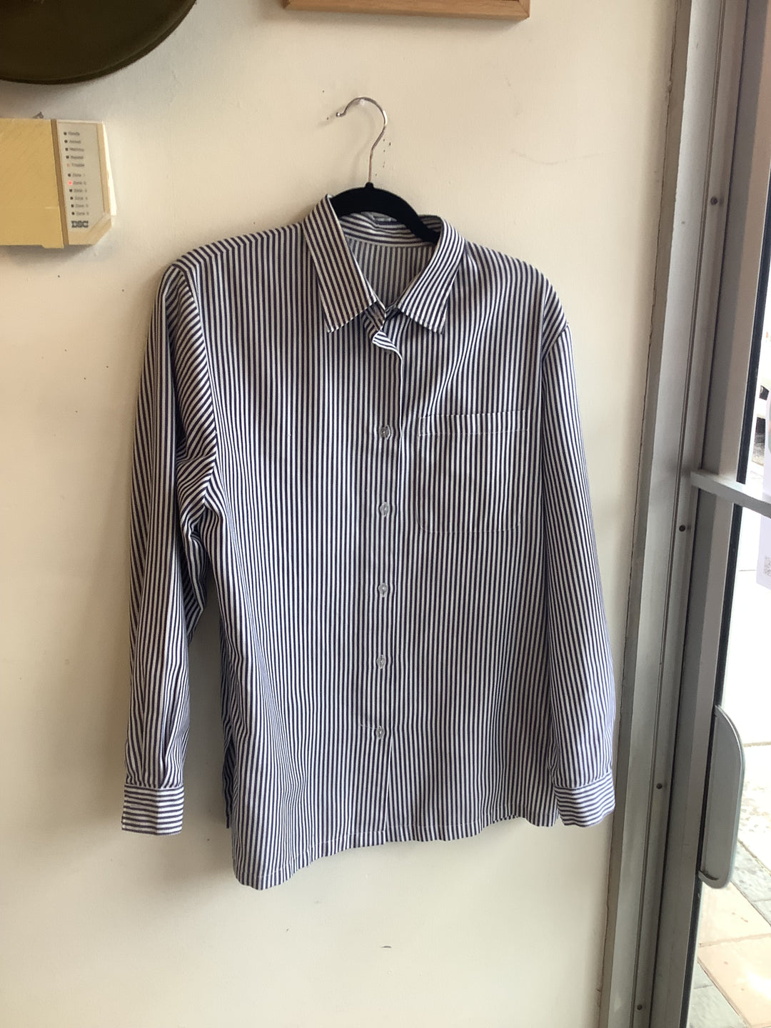 Blue & White Striped Button-Up Shirt