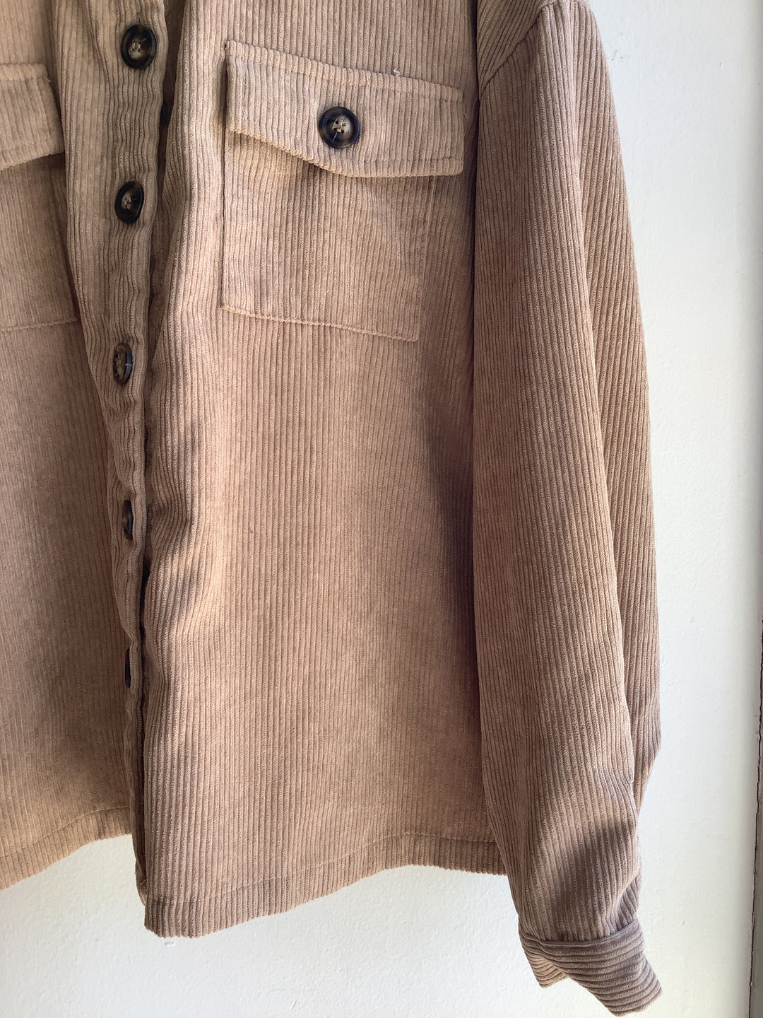 Taupe Corduroy Button Up Shacket