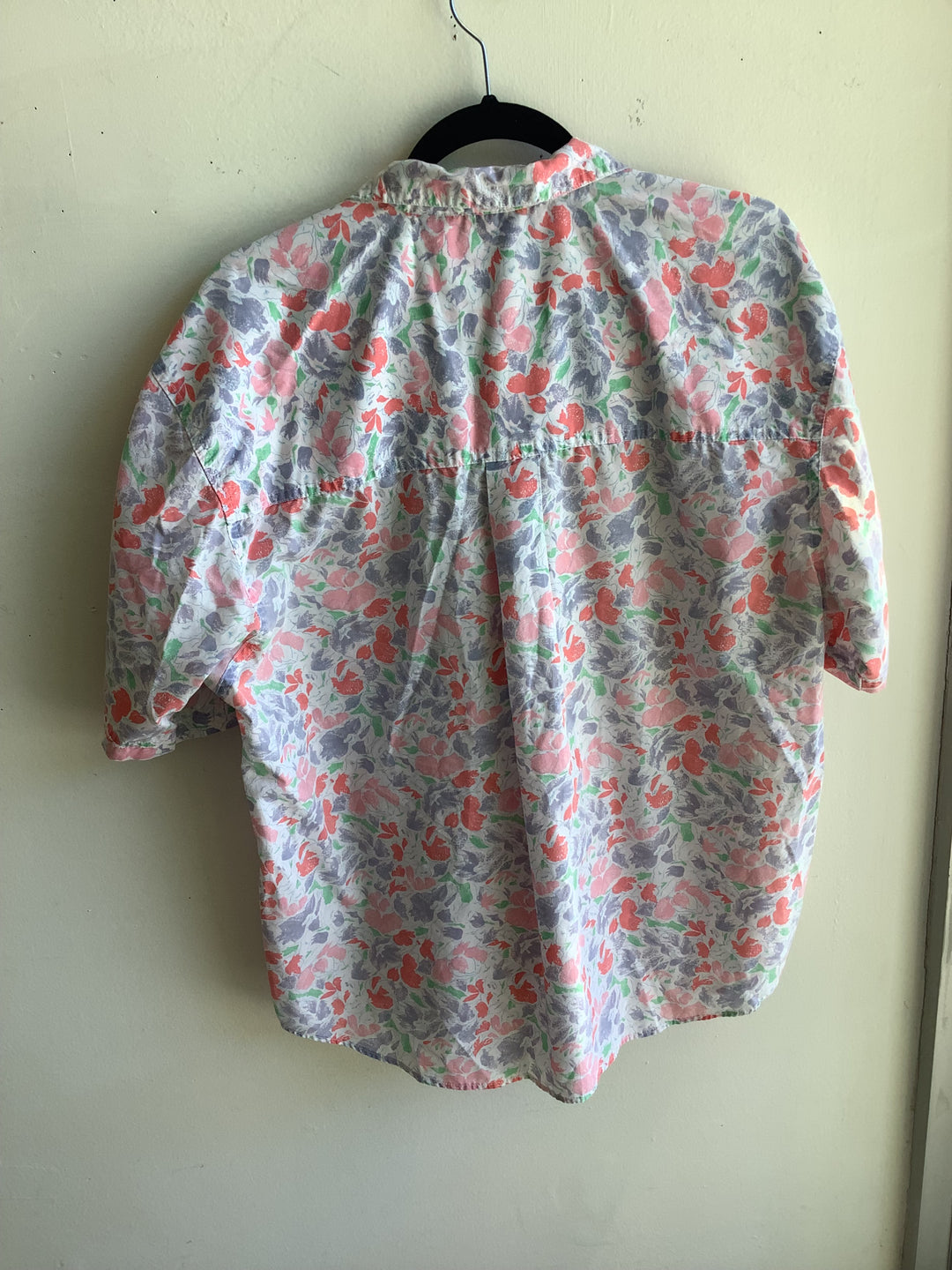 Vintage Pastel Floral Button-Up Blouse