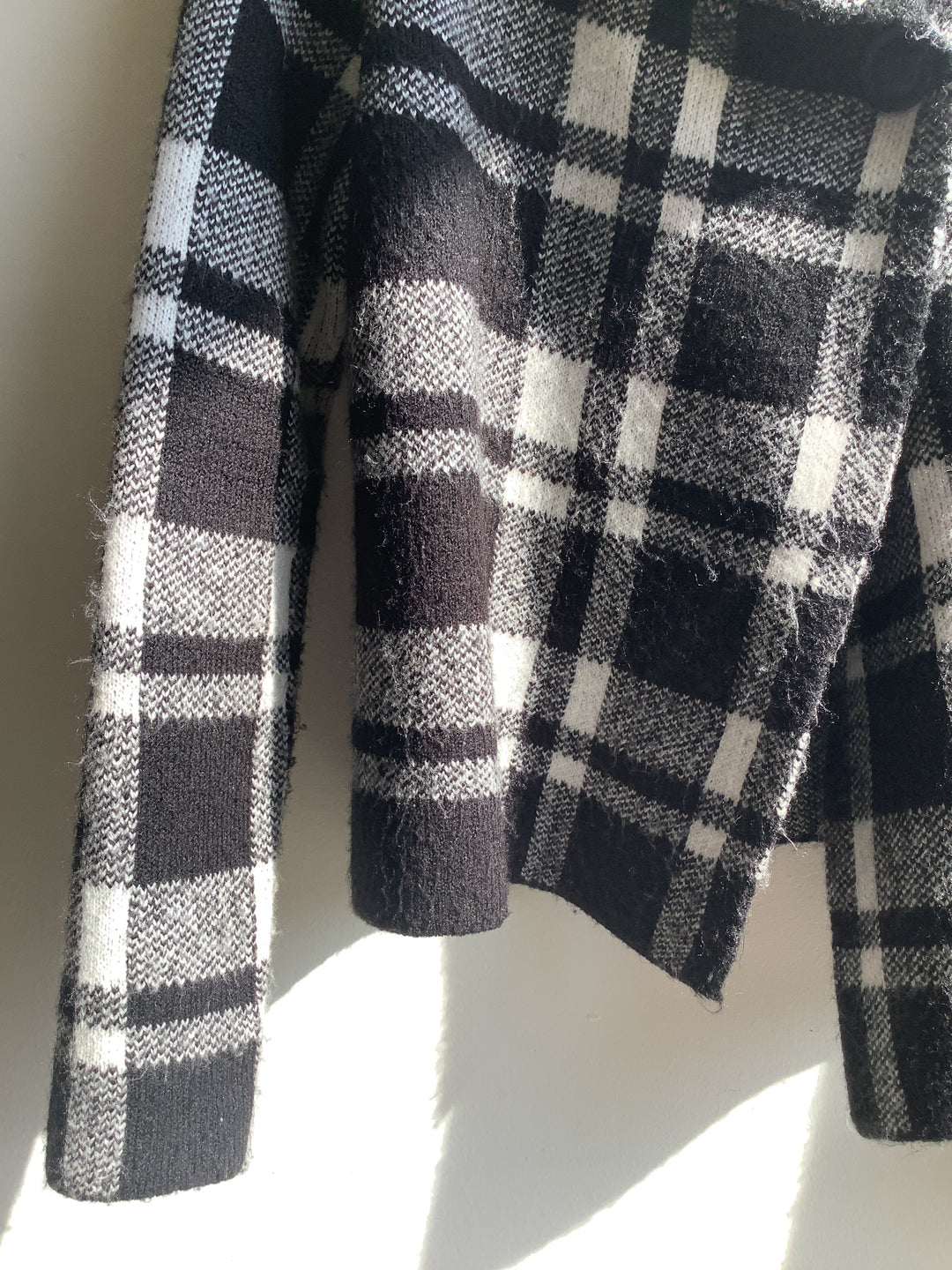 Vintage Black&White plaid wool blend Cardigan