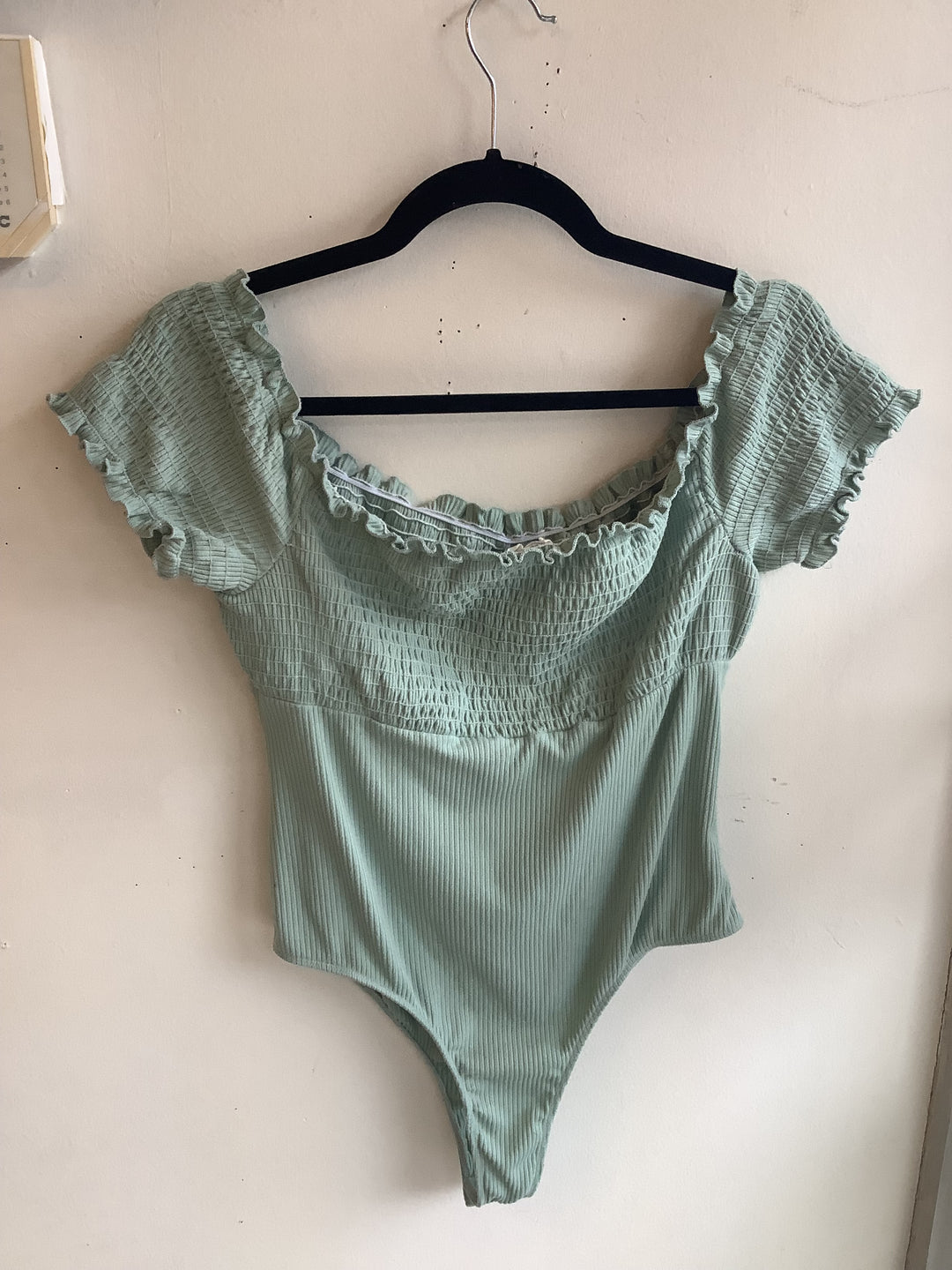 Sage Smocked Off-Shoulder Bodysuit