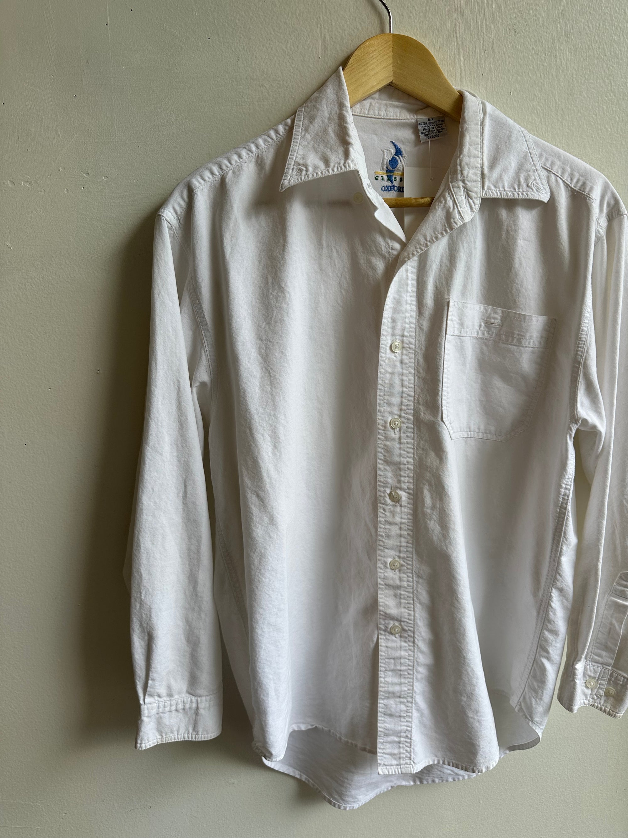 Vintage Classic Cotton Button-Up – Bright White | Size Small