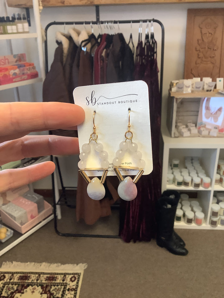 Standout Boutique Rose Quartz + Ocean Jasper Earrings