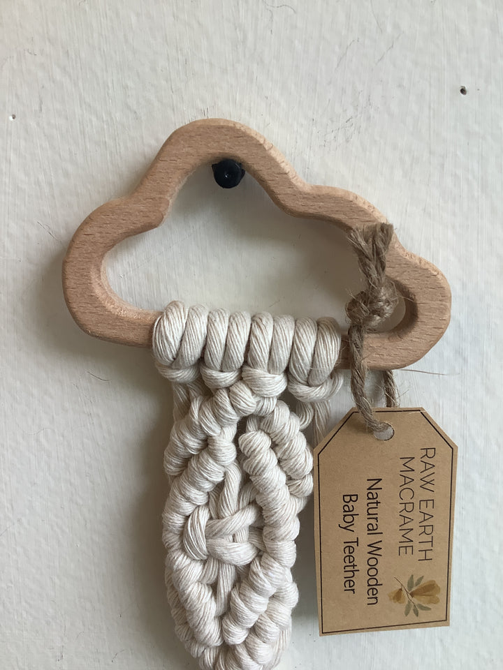 Raw Earth Handmade Cloud Wooden Macrame Teether