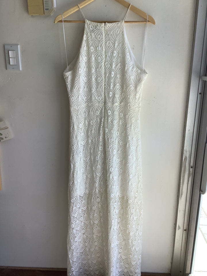 Le Chateau Ivory Lace Midi Dress