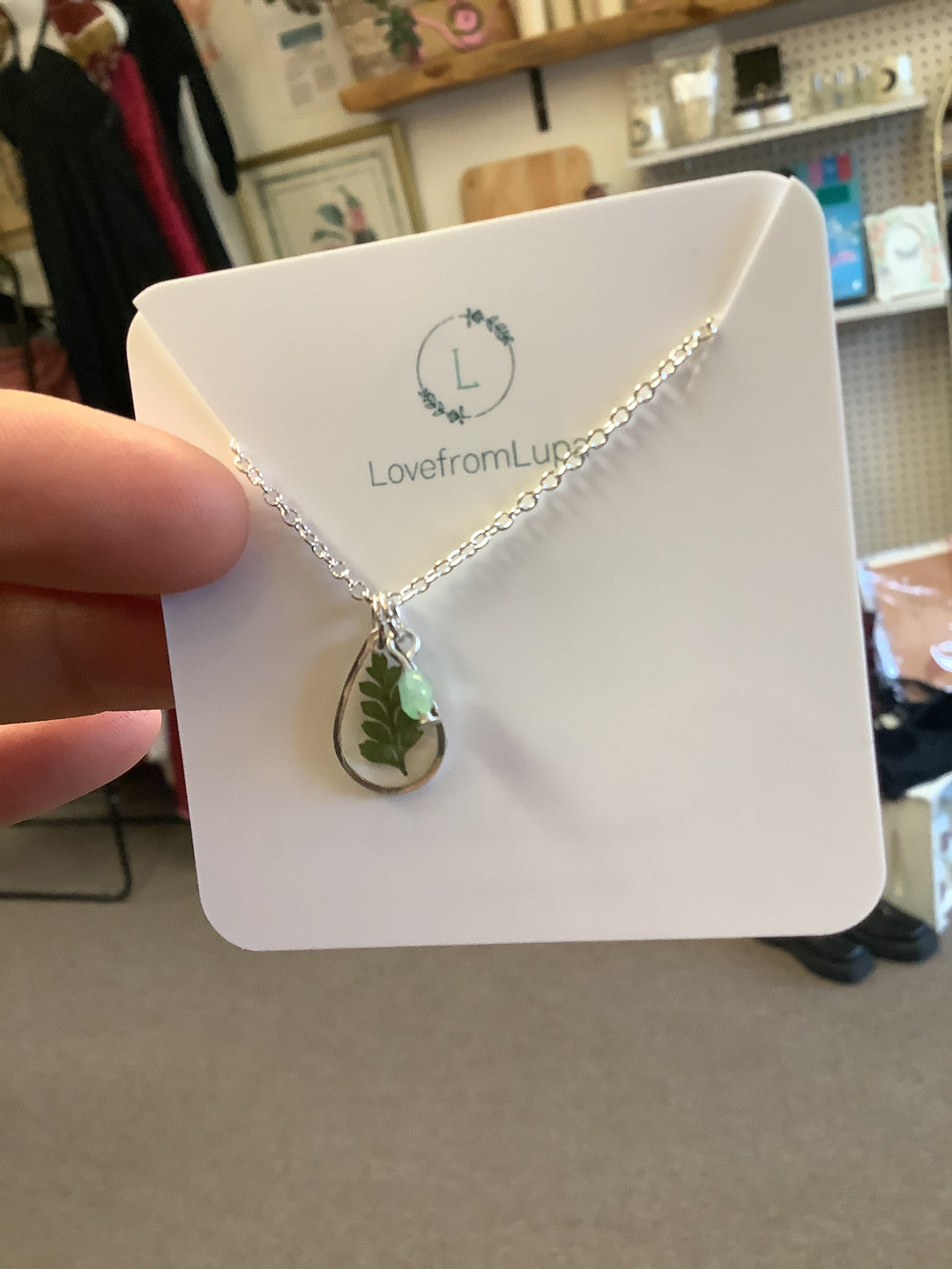Fern Raindrop Necklace-Love From Lupa