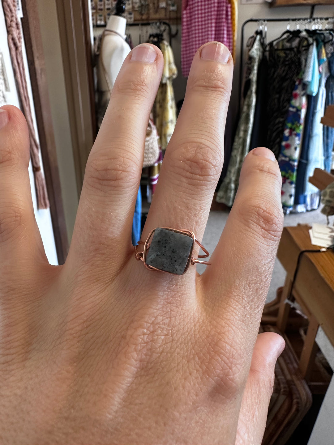 Copper Wire Labradorite Dream Ring