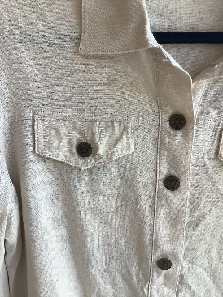 Coastal Bloom Linen Button-Up Top