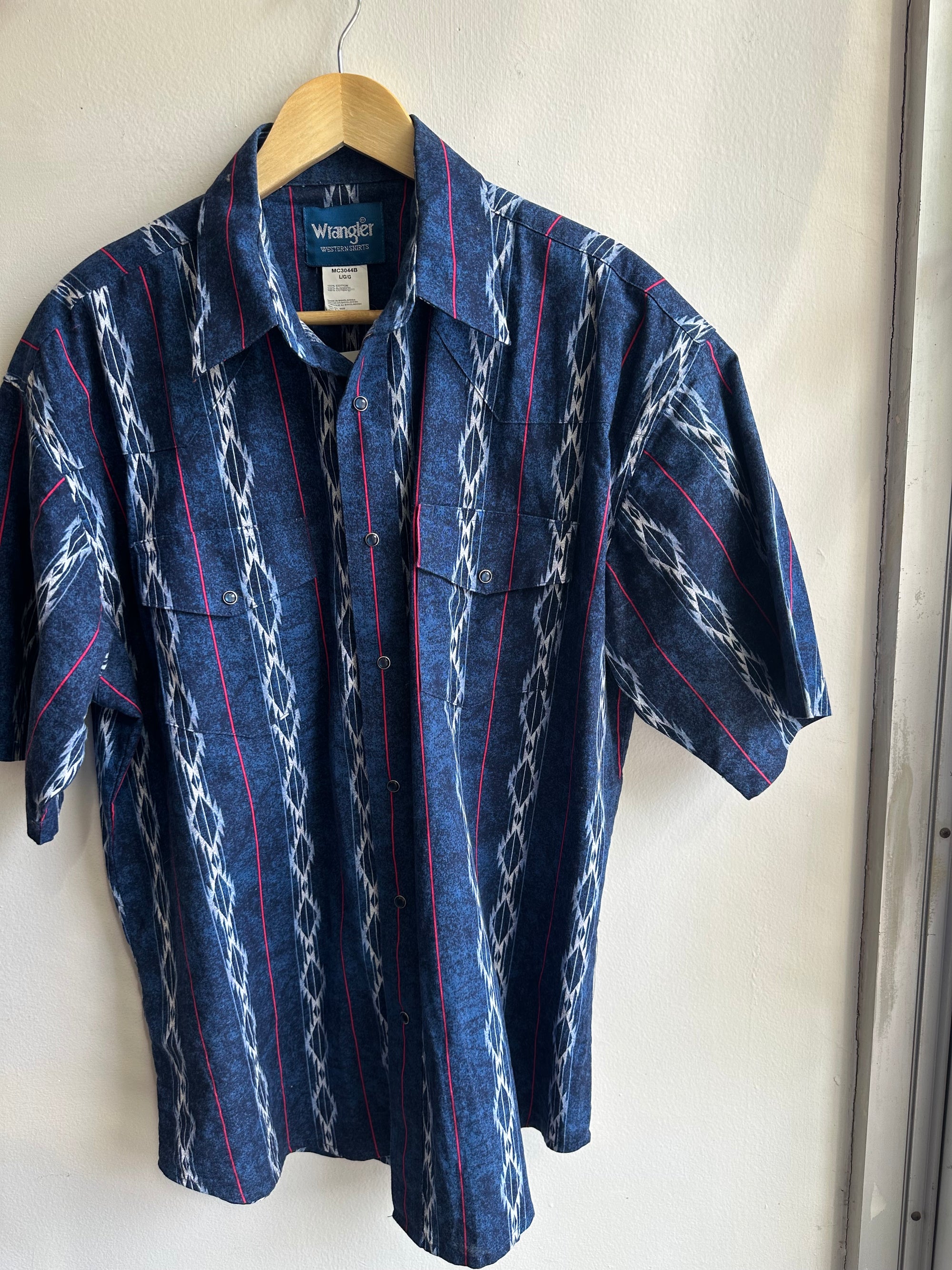 Vintage Men’s Blue Western Wrangler Shirt | Size Large