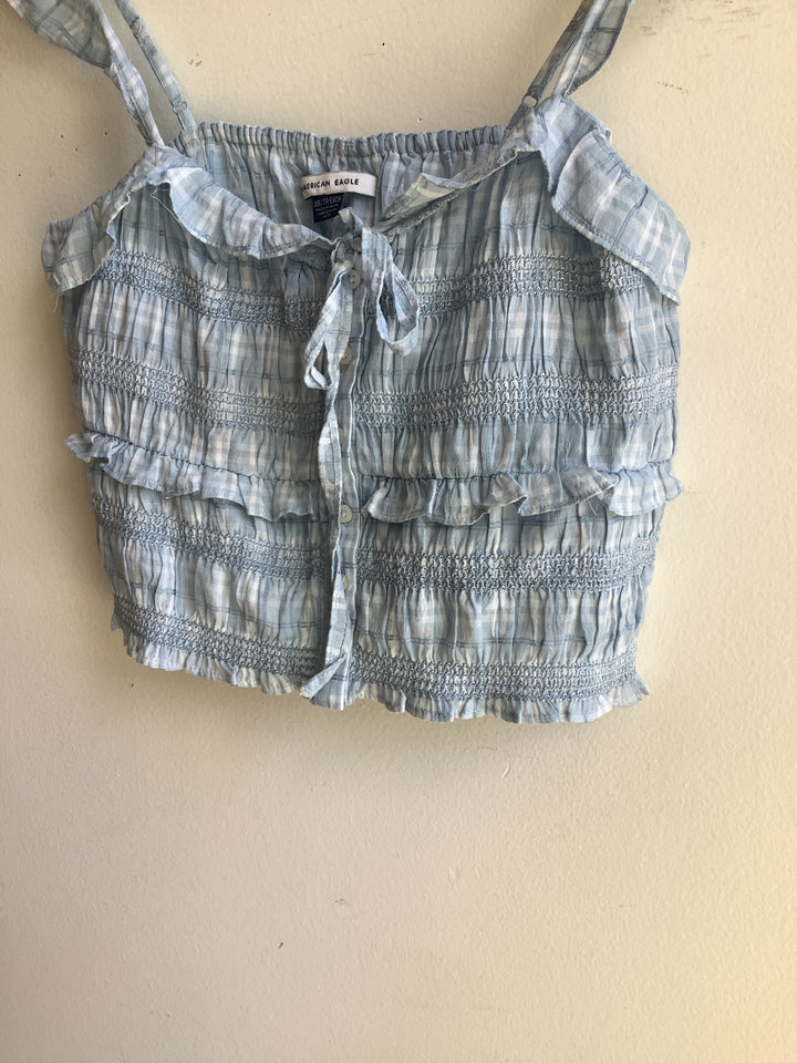 AE Smocked Ruffle Crop Top