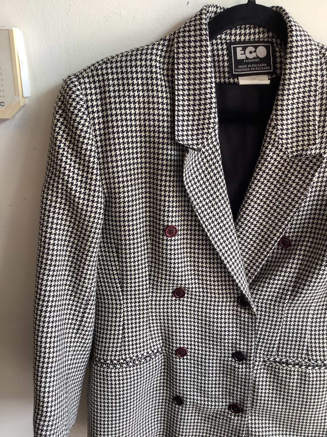 Vintage Houndstooth Double Breasted Blazer