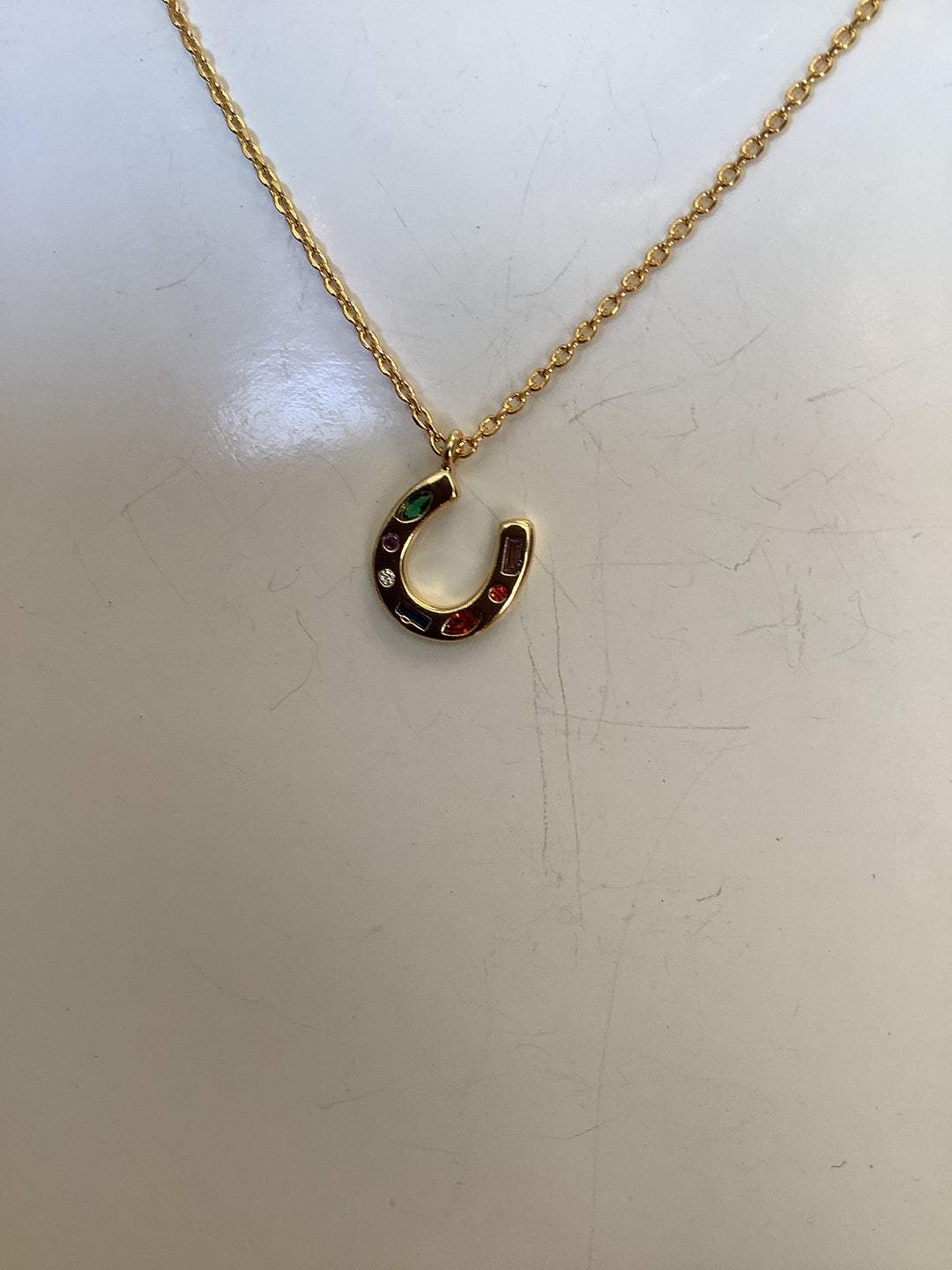 Standout Boutique Horseshoe Necklace w/ Pave Gemstones