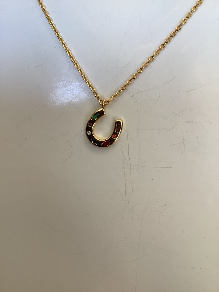 Standout Boutique Horseshoe Necklace w/ Pave Gemstones