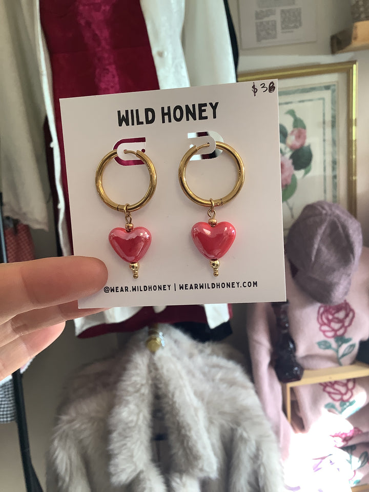 Wild Honey Sweetheart Dangle Hoop Earrings