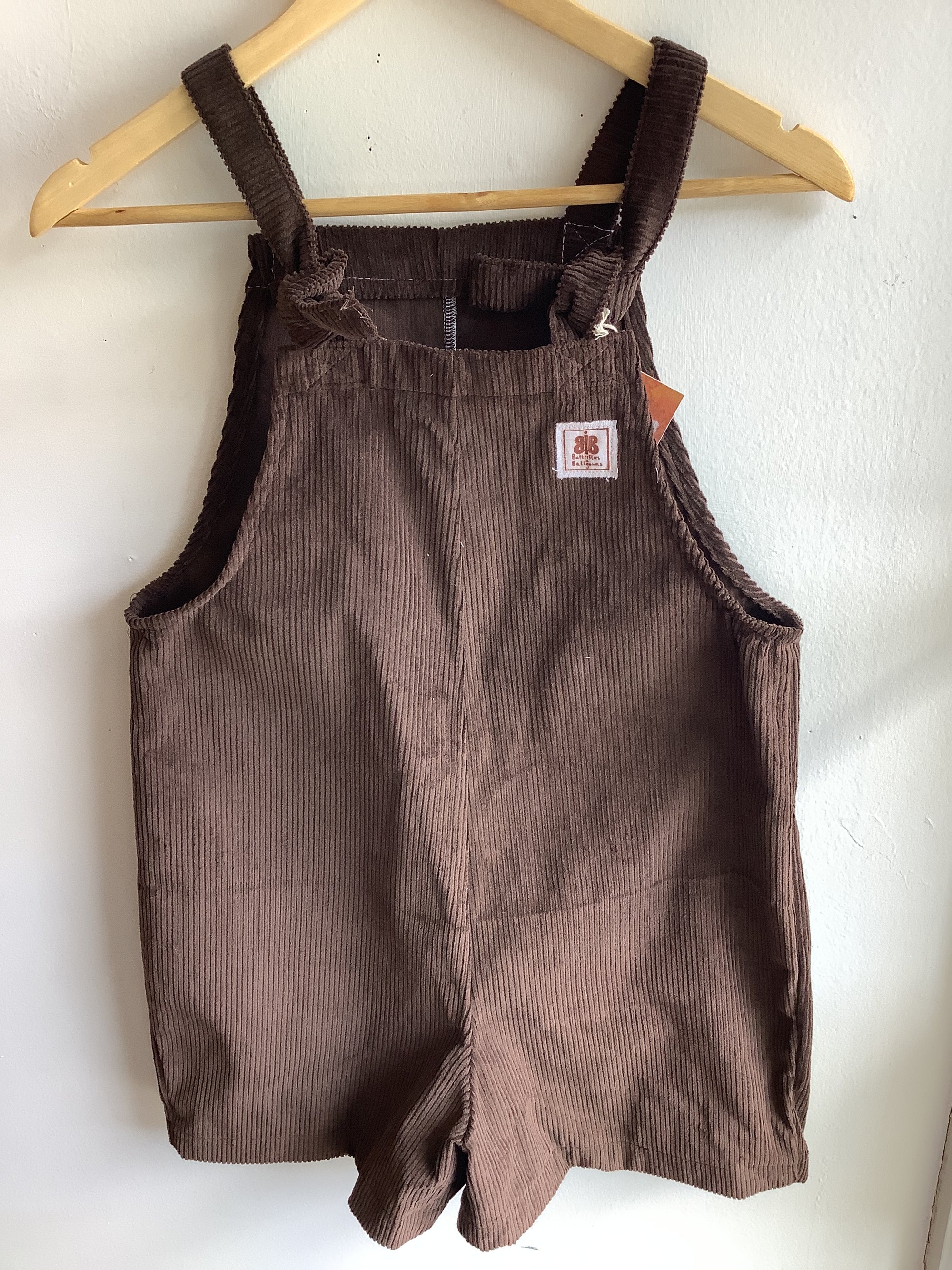 Butterflies in Ballgowns Brown Cord Short Overalls