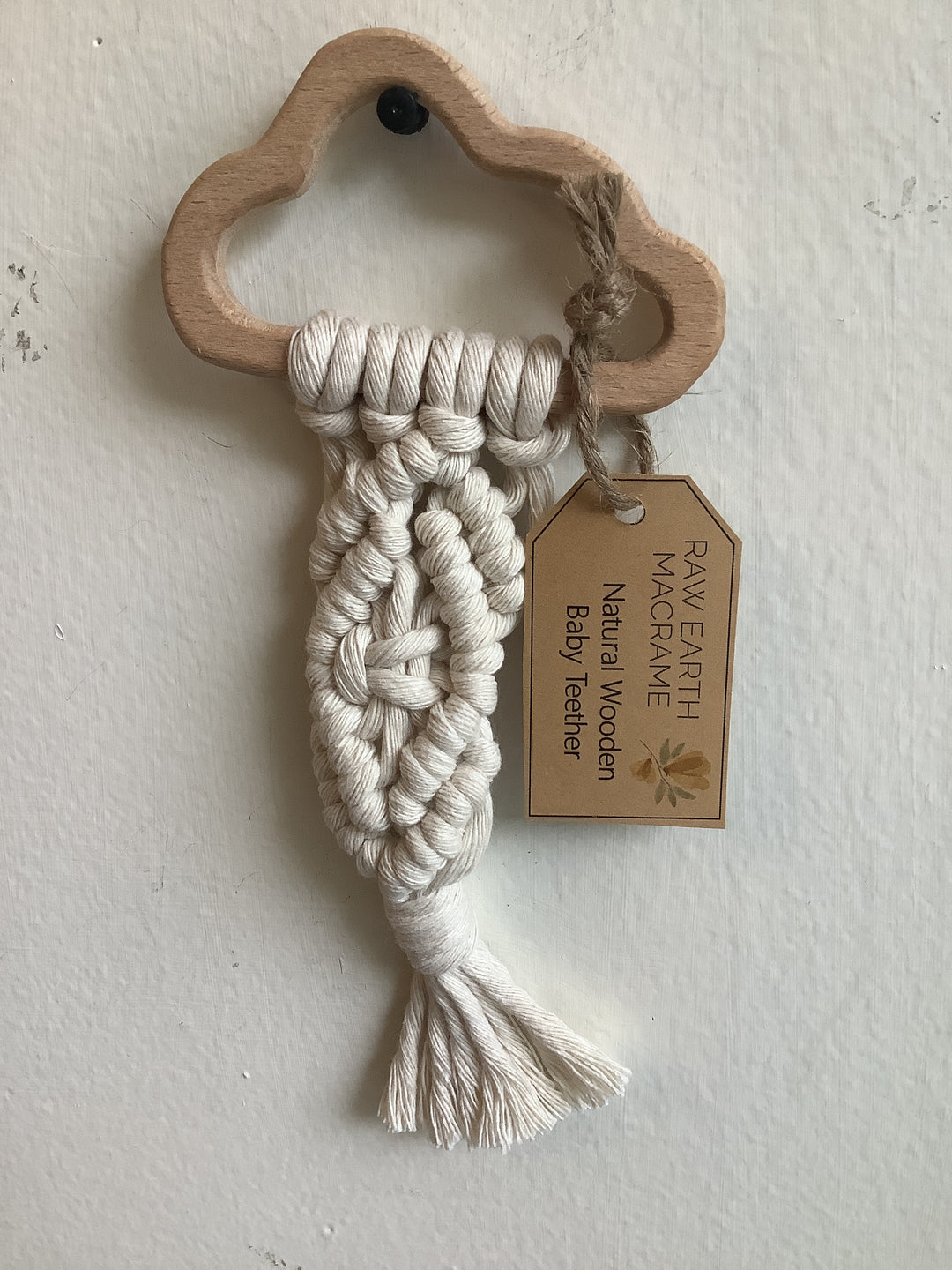 Raw Earth Handmade Cloud Wooden Macrame Teether