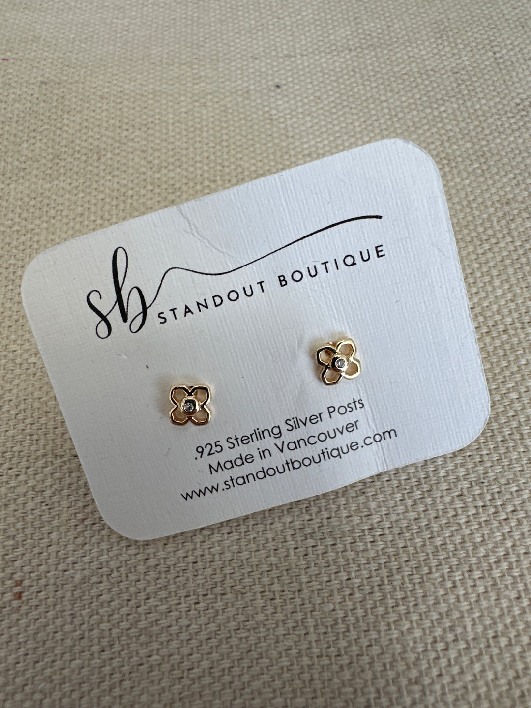 Standout Boutique Gold Flower with Crystals Studs