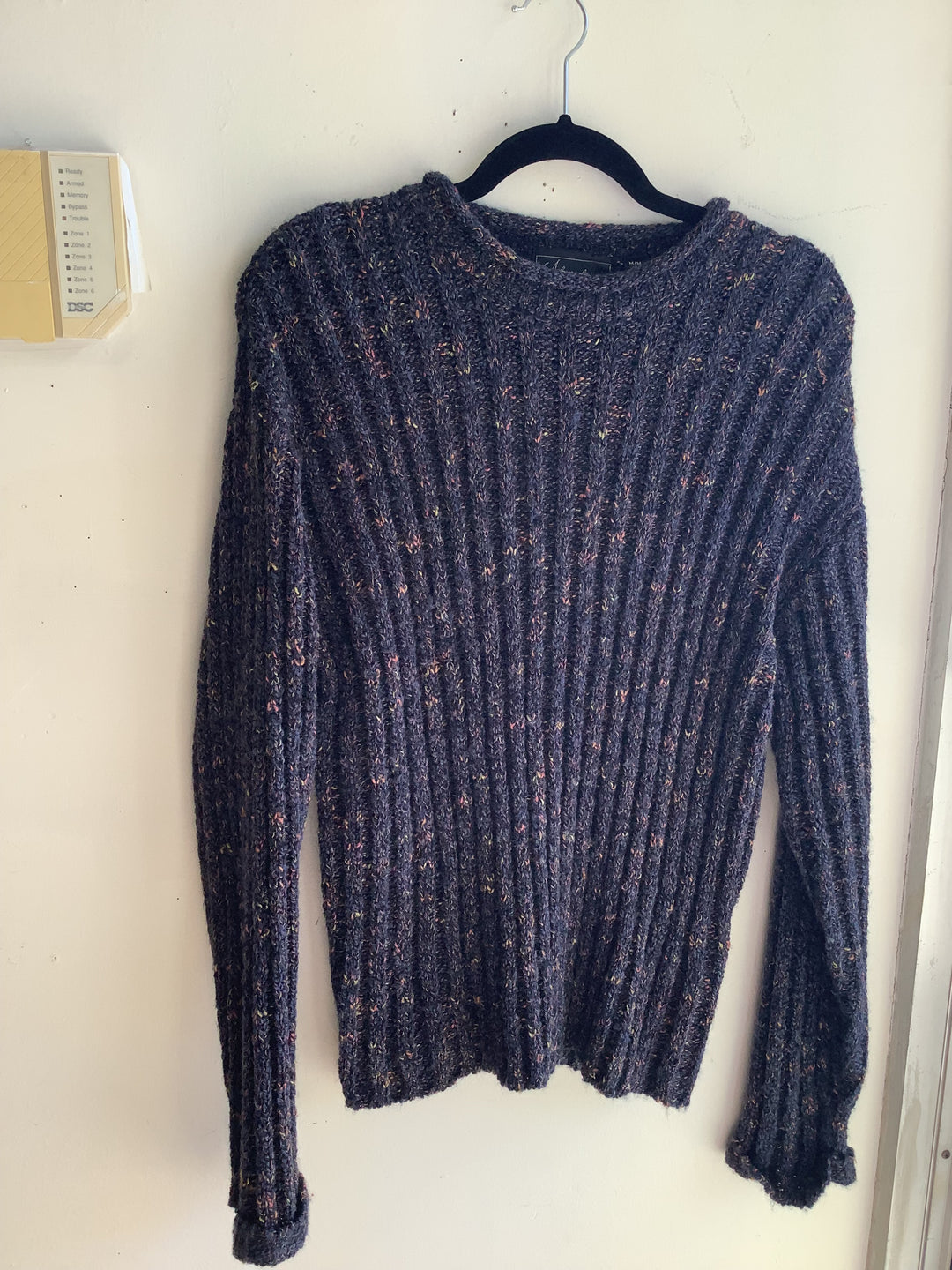 Atricot Navy Rainbow-Fleck Ribbed Sweater